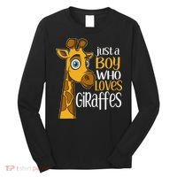 Just A Boy Who Loves Giraffes Funny Giraffe Long Sleeve Shirt thumb 0