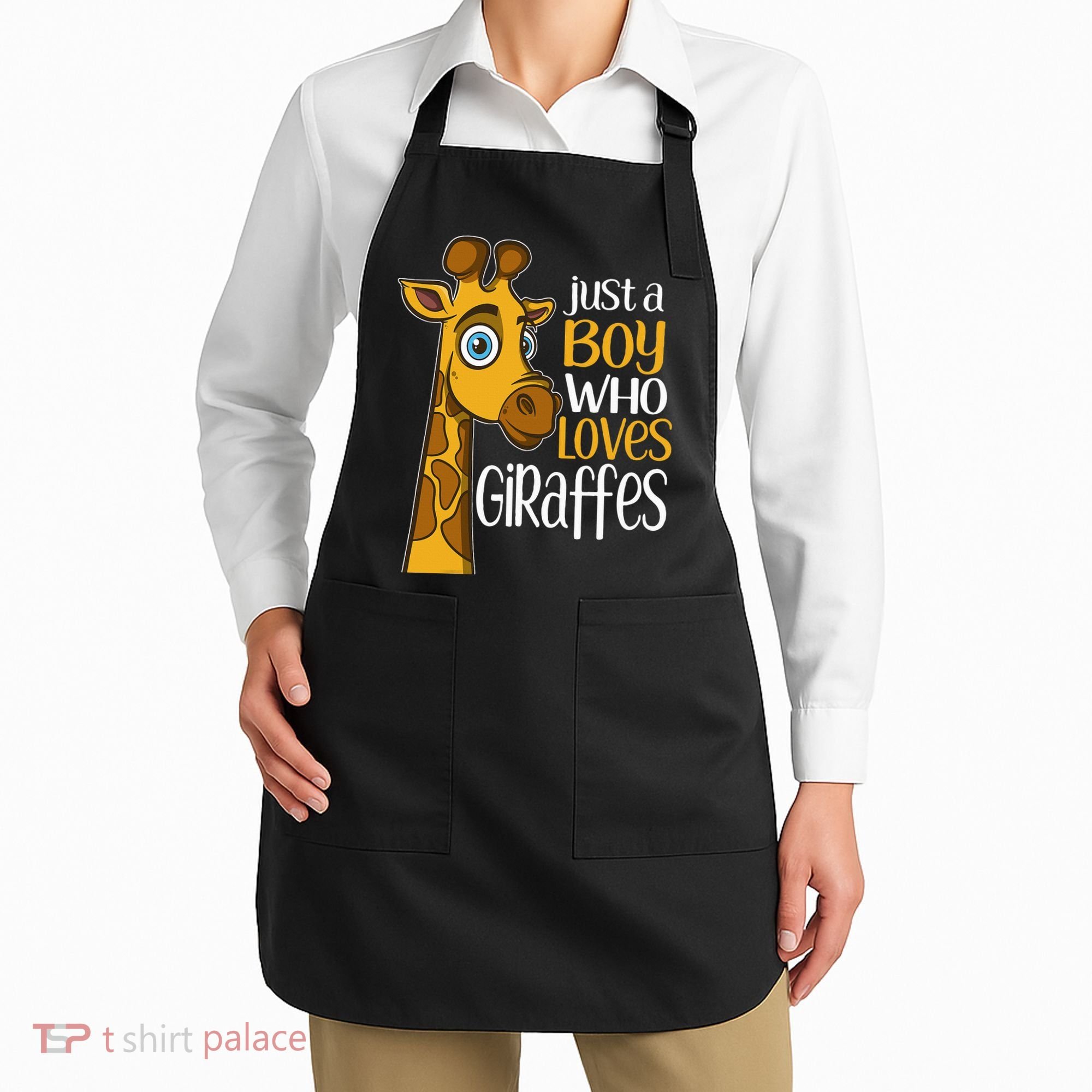 Just A Boy Who Loves Giraffes Funny Giraffe Apron