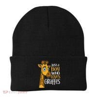 Just A Boy Who Loves Giraffes Funny Giraffe Beanie thumb 0