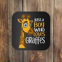 Just A Boy Who Loves Giraffes Funny Giraffe Coaster thumb 0