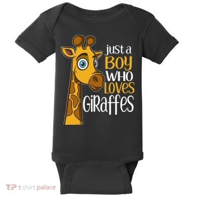 Just A Boy Who Loves Giraffes Funny Giraffe Baby Bodysuit