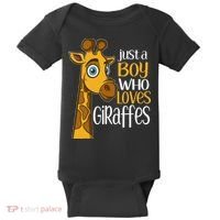 Just A Boy Who Loves Giraffes Funny Giraffe Baby Bodysuit thumb 0