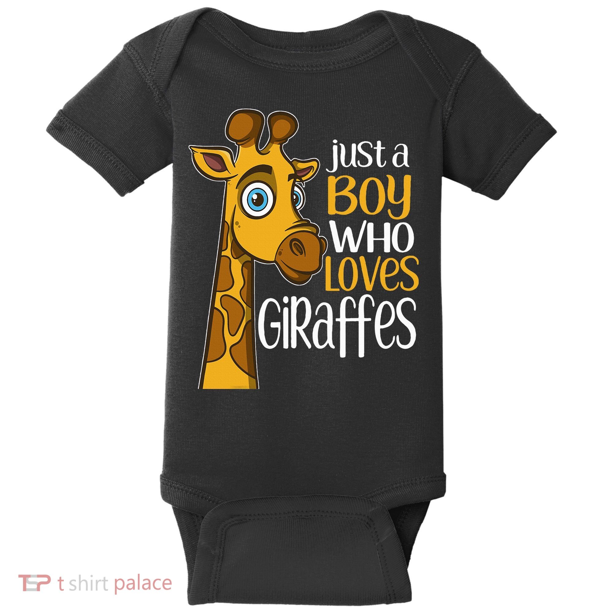 Just A Boy Who Loves Giraffes Funny Giraffe Baby Bodysuit