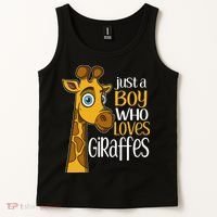 Just A Boy Who Loves Giraffes Funny Giraffe Tank Top thumb 2