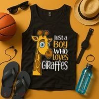 Just A Boy Who Loves Giraffes Funny Giraffe Tank Top thumb 4