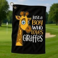 Just A Boy Who Loves Giraffes Funny Giraffe Golf Towel thumb 1