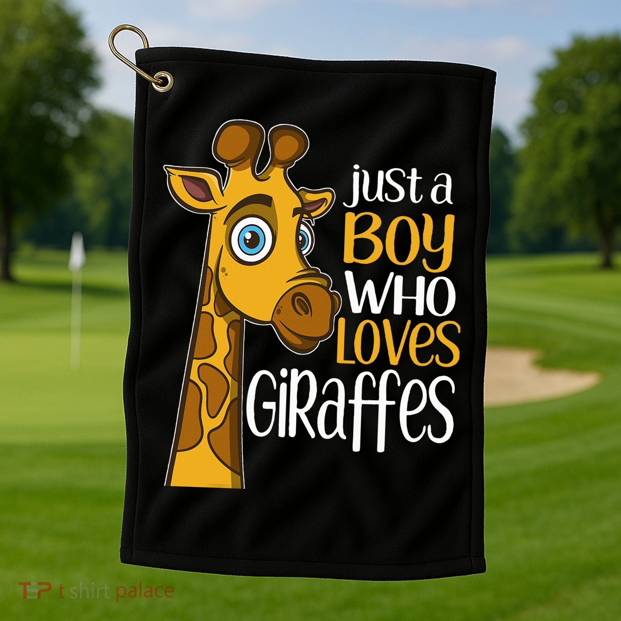 Just A Boy Who Loves Giraffes Funny Giraffe Golf Towel