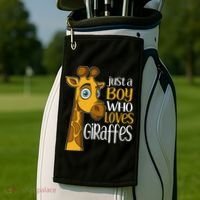 Just A Boy Who Loves Giraffes Funny Giraffe Golf Towel thumb 2