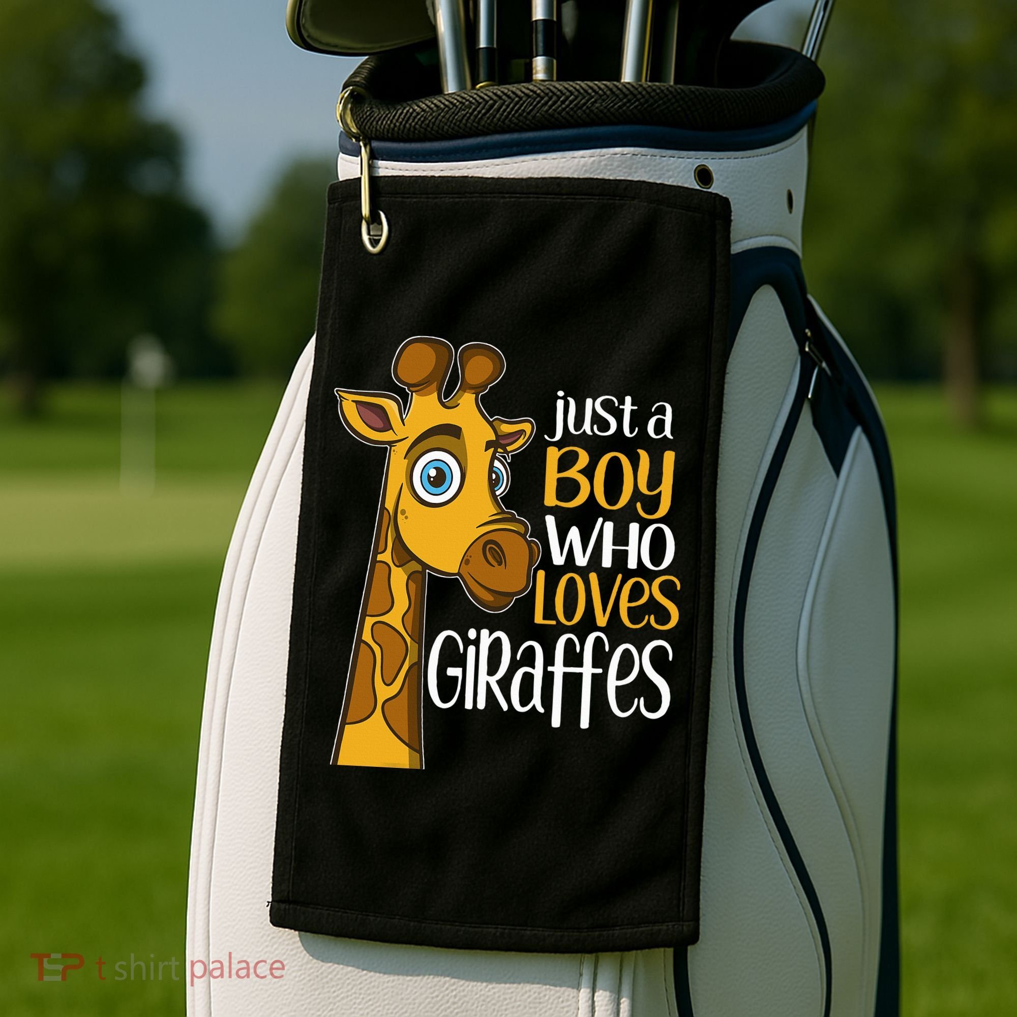 Just A Boy Who Loves Giraffes Funny Giraffe Golf Towel