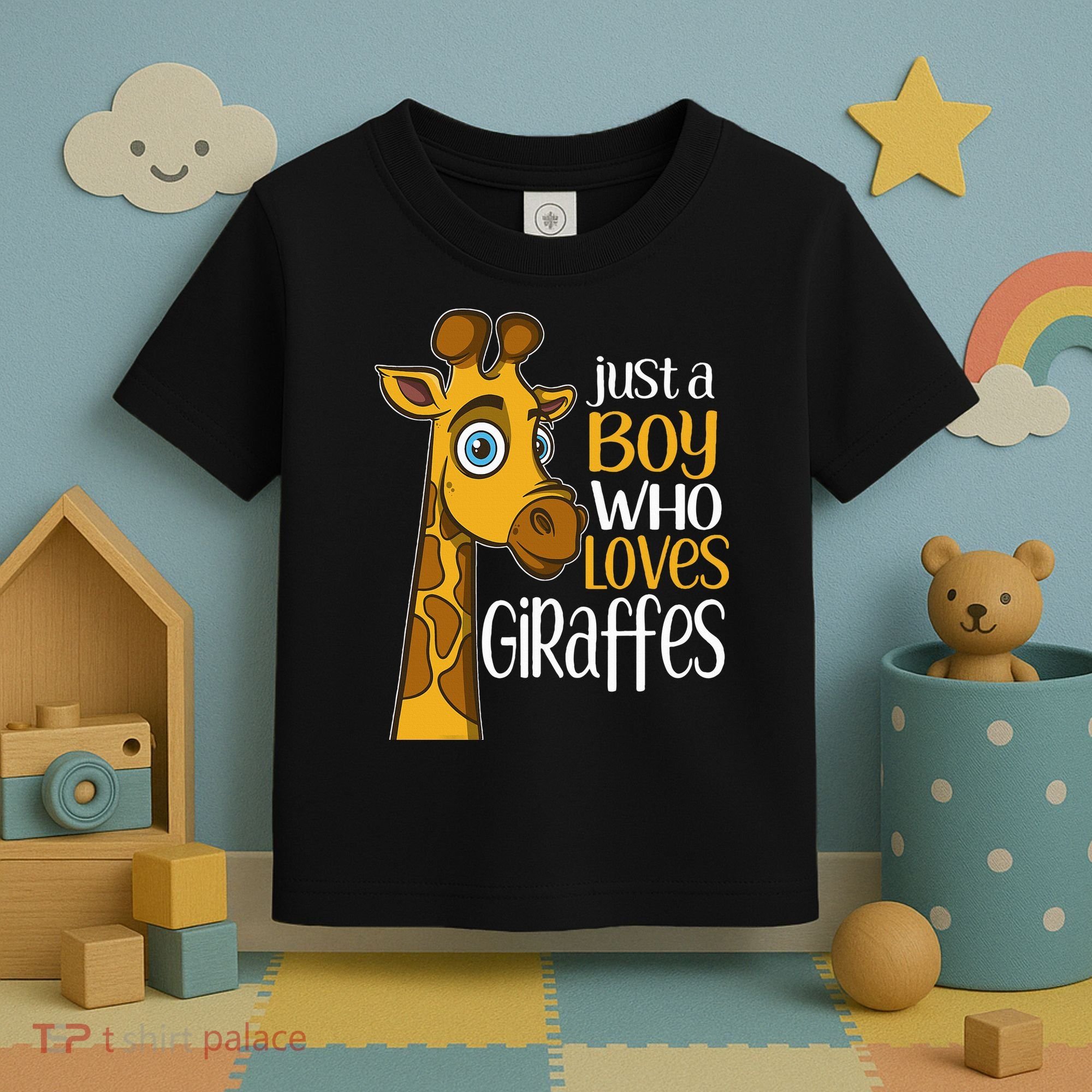 Just A Boy Who Loves Giraffes Funny Giraffe Toddler T-Shirt