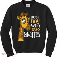 Just A Boy Who Loves Giraffes Funny Giraffe Kids Sweatshirt thumb 0