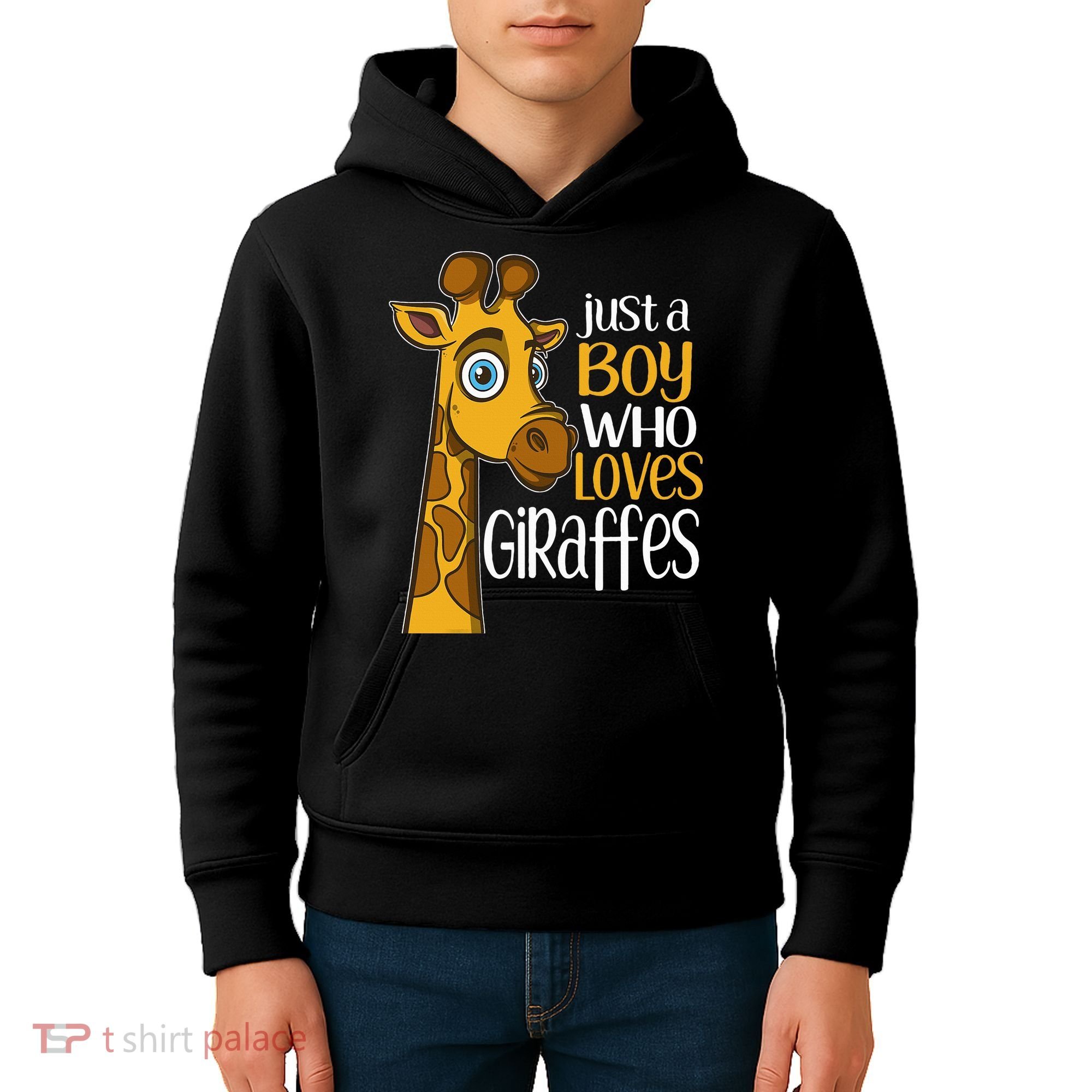 Just A Boy Who Loves Giraffes Funny Giraffe Kids Hoodie