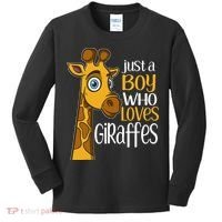 Just A Boy Who Loves Giraffes Funny Giraffe Kids Long Sleeve Shirt thumb 0