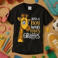 Just A Boy Who Loves Giraffes Funny Giraffe Kids T-Shirt thumb 3