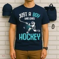 Just a Boy who loves Hockey Player Ice Hockey Boy T-Shirt thumb 6