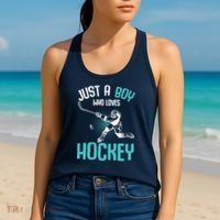 Just a Boy who loves Hockey Player Ice Hockey Boy Women's Tank Top thumb 2