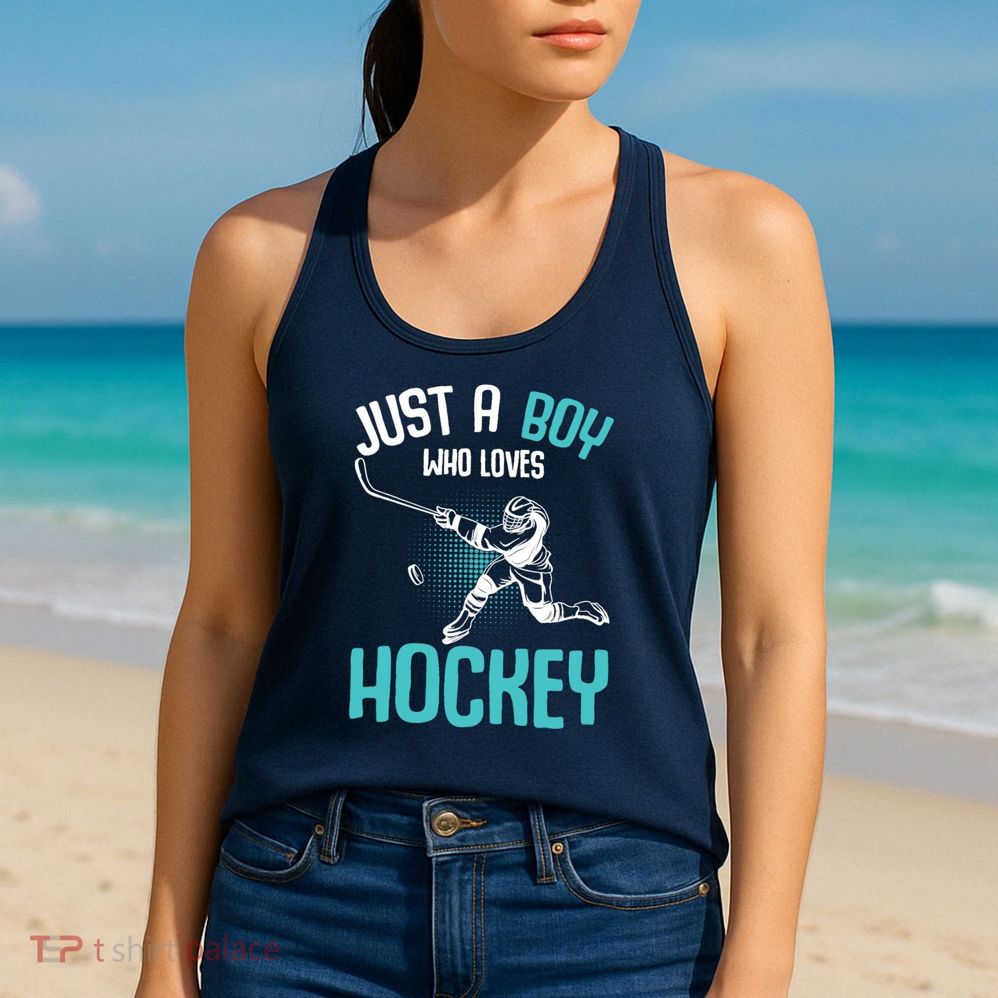 Just a Boy who loves Hockey Player Ice Hockey Boy Women's Tank Top