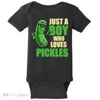 Just A Boy Who Loves Pickles Funny Pickle Boy Baby Bodysuit thumb 0