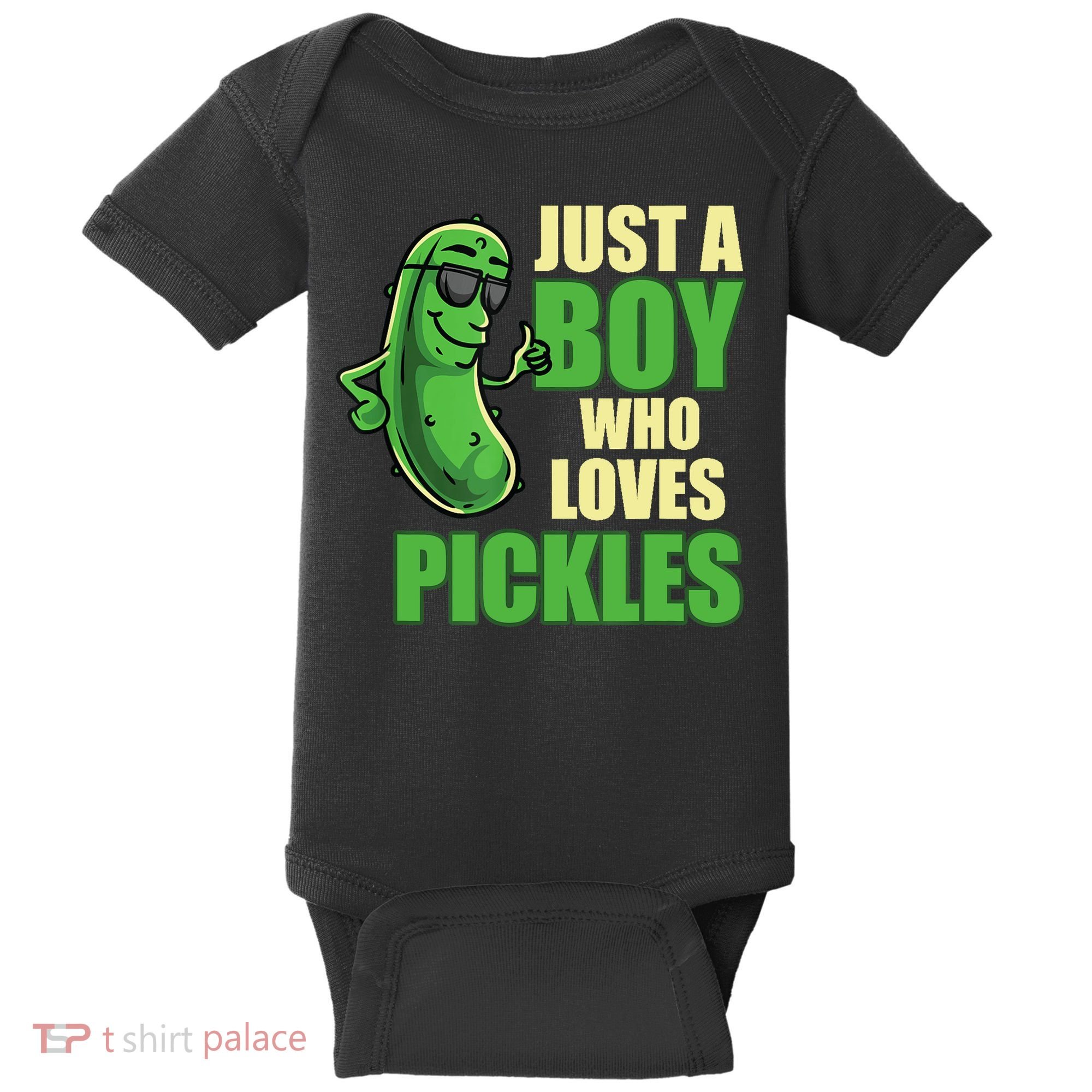 Just A Boy Who Loves Pickles Funny Pickle Boy Baby Bodysuit
