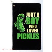 Just A Boy Who Loves Pickles Funny Pickle Boy Golf Towel thumb 0