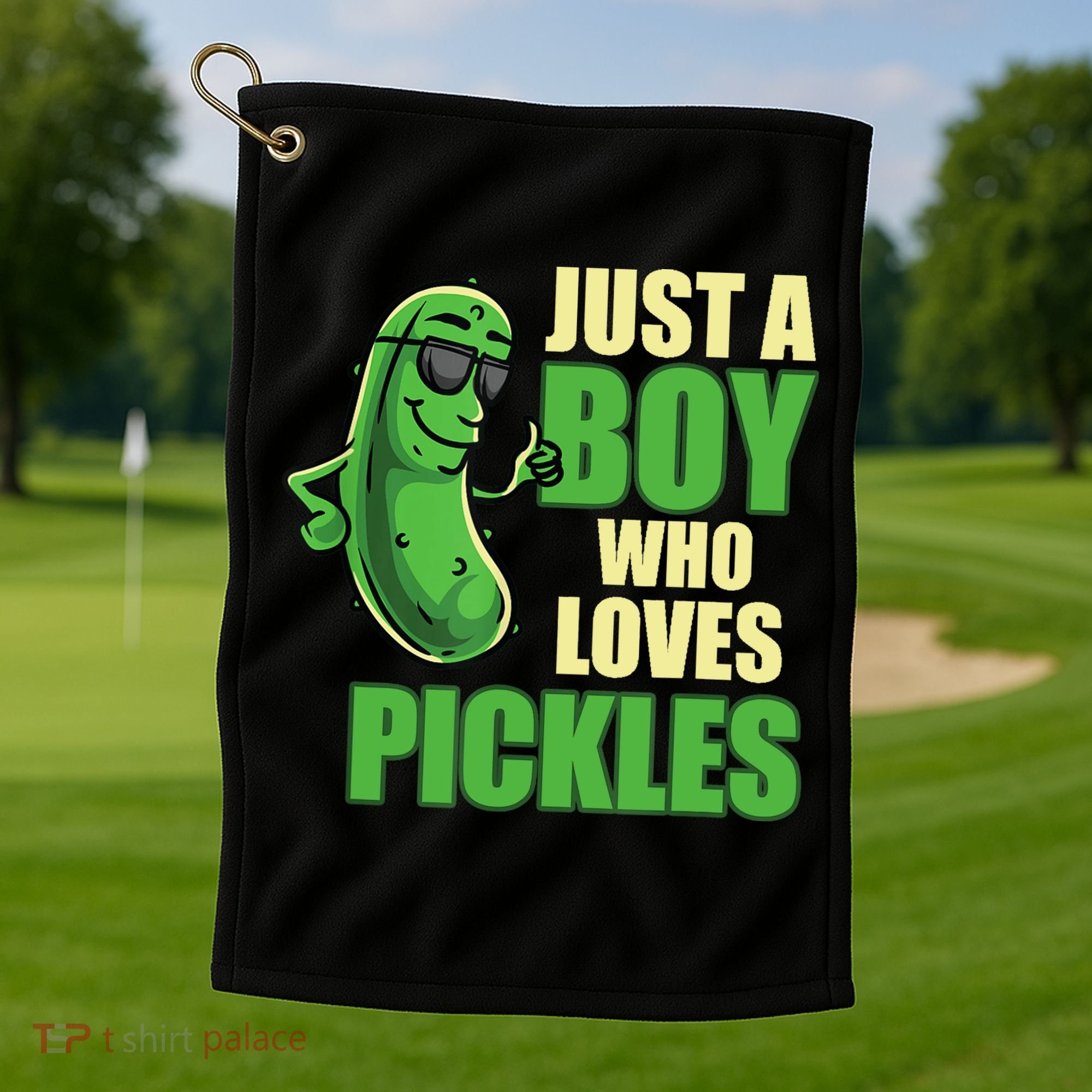 Just A Boy Who Loves Pickles Funny Pickle Boy Golf Towel
