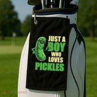 Just A Boy Who Loves Pickles Funny Pickle Boy Golf Towel thumb 2