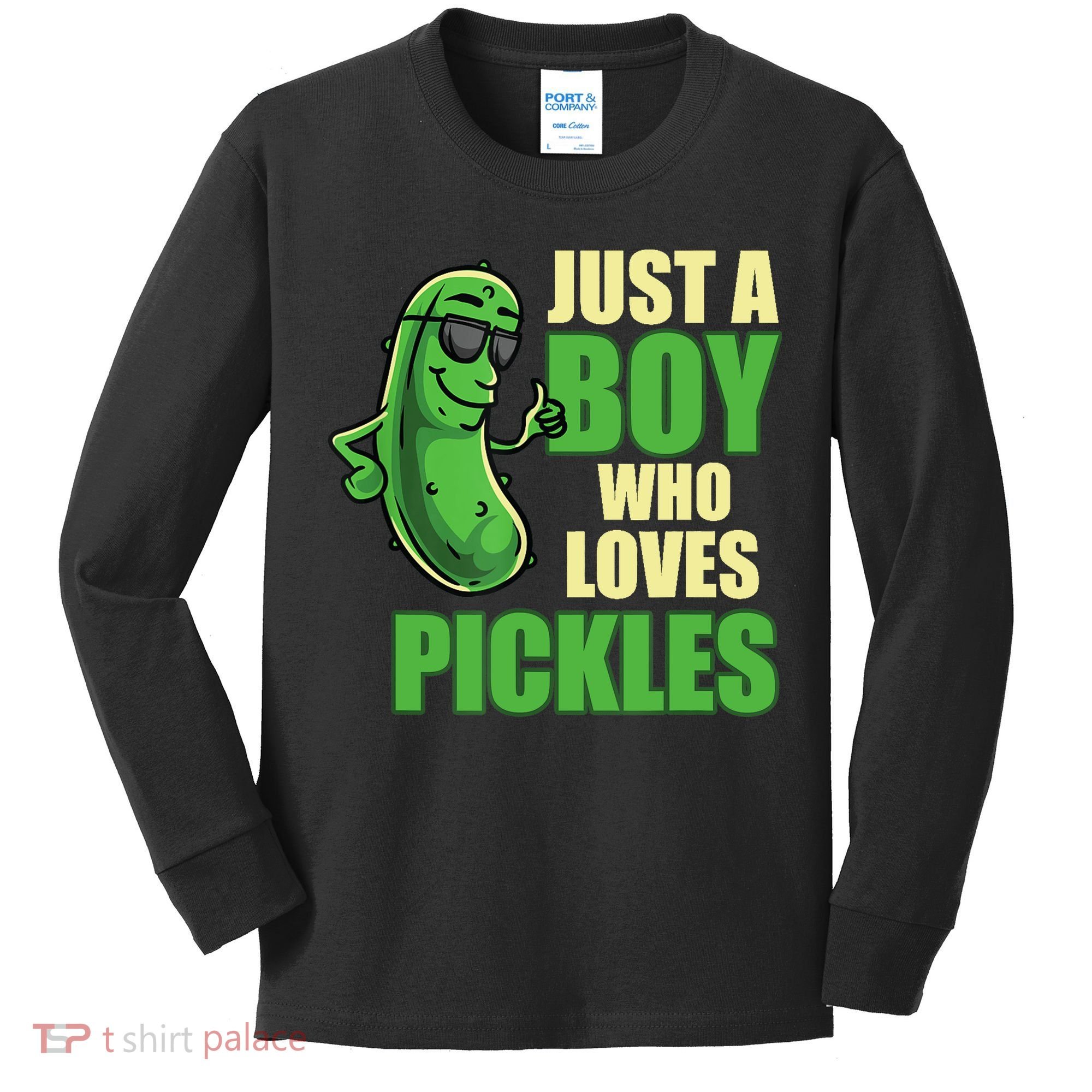 Just A Boy Who Loves Pickles Funny Pickle Boy Kids Long Sleeve Shirt