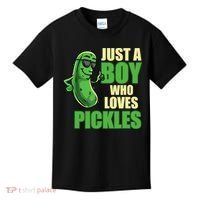 Just A Boy Who Loves Pickles Funny Pickle Boy Kids T-Shirt thumb 0
