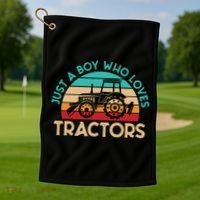 Just A Boy Who Loves Tractors Farmer Gift Golf Towel thumb 1