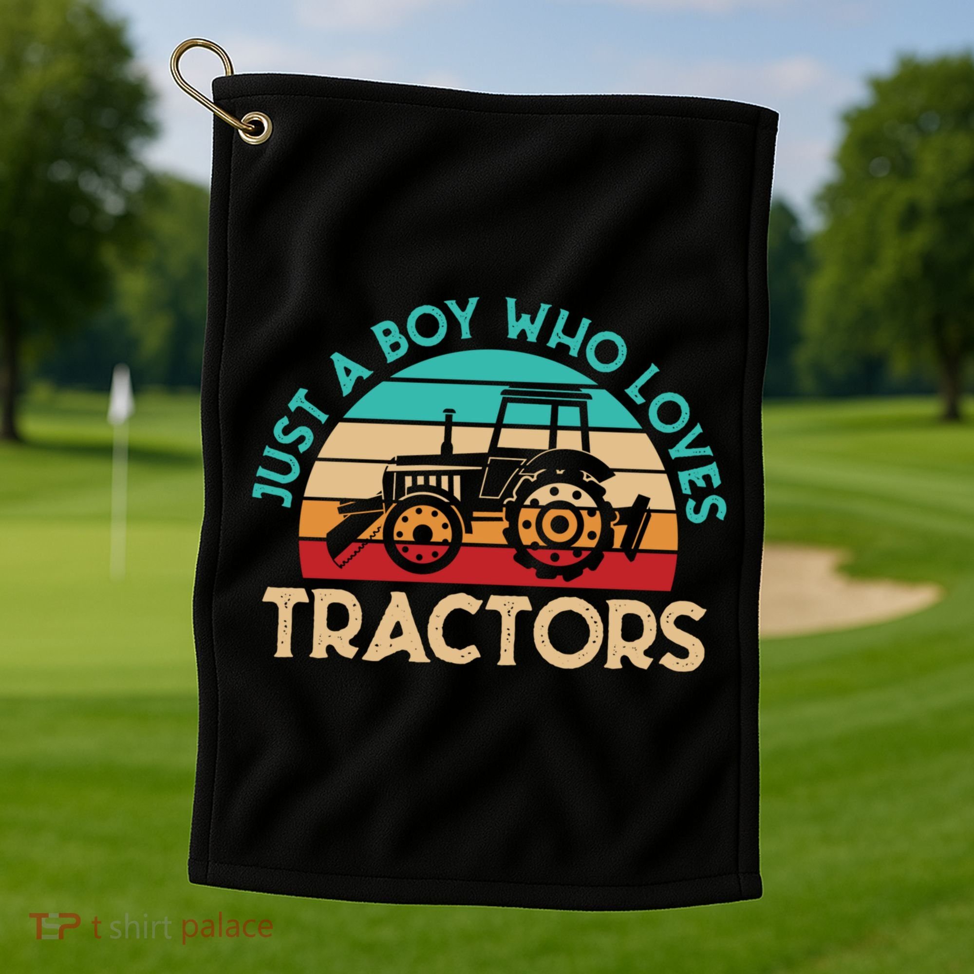 Just A Boy Who Loves Tractors Farmer Gift Golf Towel