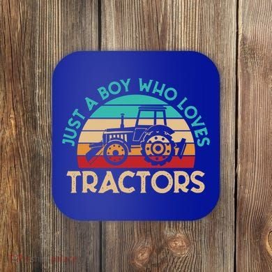 Just A Boy Who Loves Tractors Farmer Gift Coaster