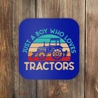 Just A Boy Who Loves Tractors Farmer Gift Coaster thumb 0