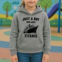 Just A Boy Who Loves Titanic Kids Hoodie thumb 3