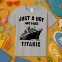 Just A Boy Who Loves Titanic Kids T-Shirt thumb 3