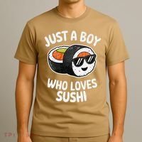 Just A Boy Who Loves Sushi Retro Japanese Food Gift T-Shirt thumb 3
