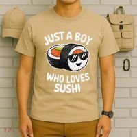 Just A Boy Who Loves Sushi Retro Japanese Food Gift T-Shirt thumb 6