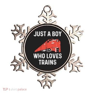 Just A Boy Who Loves Trains Great Gift Cool Boys Trainspotting Gift Ornament