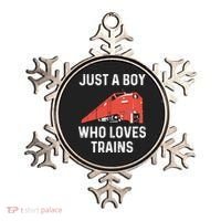 Just A Boy Who Loves Trains Great Gift Cool Boys Trainspotting Gift Ornament thumb 0