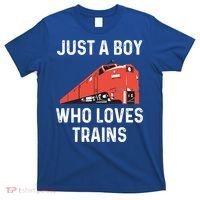 Just A Boy Who Loves Trains Great Gift Cool Boys Trainspotting Gift T-Shirt thumb 0