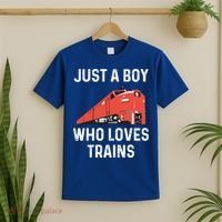 Just A Boy Who Loves Trains Great Gift Cool Boys Trainspotting Gift T-Shirt thumb 2