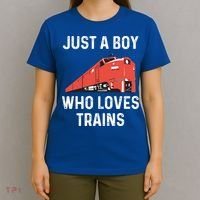 Just A Boy Who Loves Trains Great Gift Cool Boys Trainspotting Gift T-Shirt thumb 4