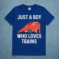 Just A Boy Who Loves Trains Great Gift Cool Boys Trainspotting Gift T-Shirt thumb 5