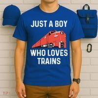 Just A Boy Who Loves Trains Great Gift Cool Boys Trainspotting Gift T-Shirt thumb 6