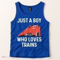 Just A Boy Who Loves Trains Great Gift Cool Boys Trainspotting Gift Tank Top thumb 2