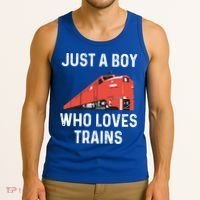 Just A Boy Who Loves Trains Great Gift Cool Boys Trainspotting Gift Tank Top thumb 3