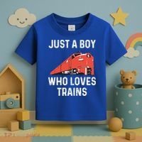 Just A Boy Who Loves Trains Great Gift Cool Boys Trainspotting Gift Toddler T-Shirt thumb 3