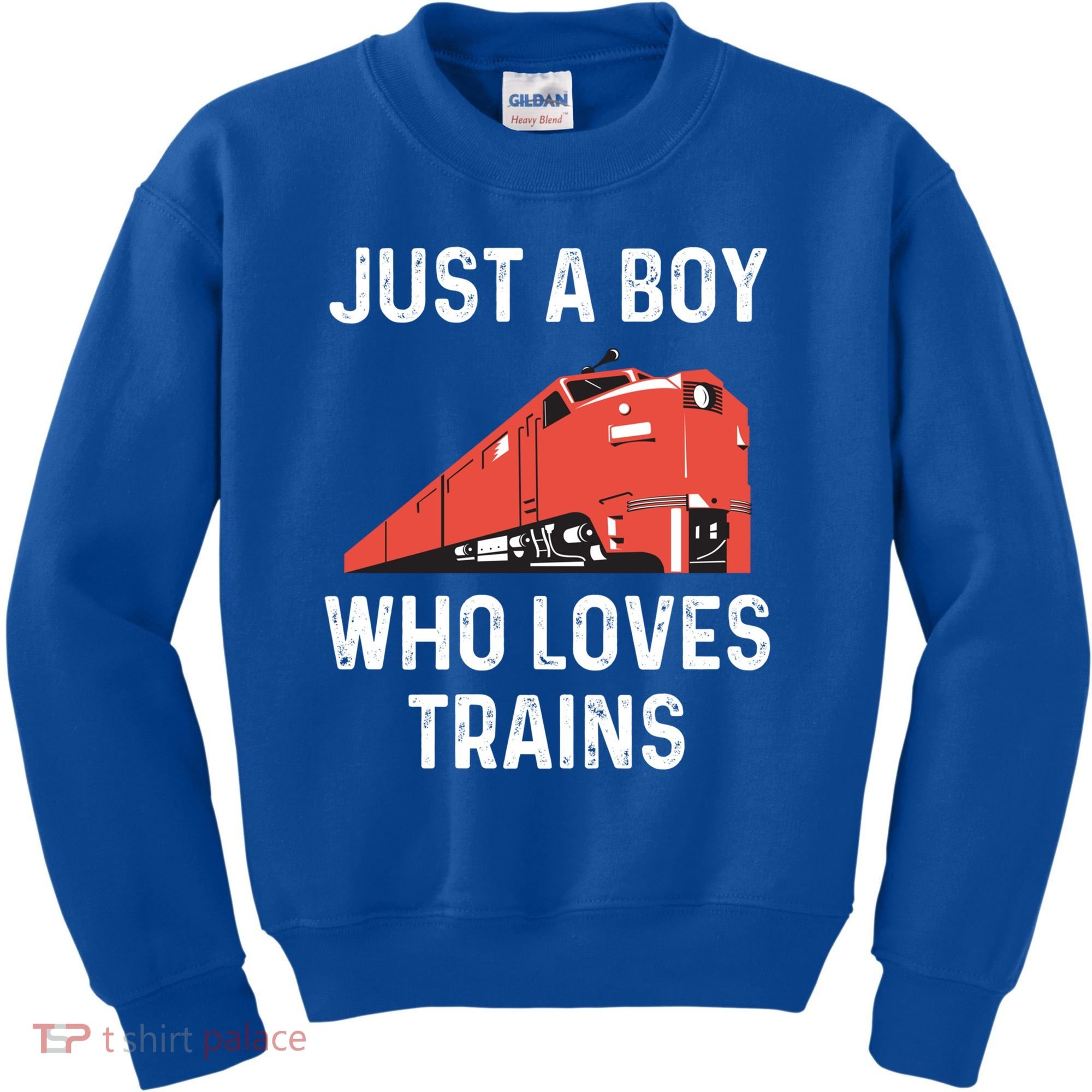 Just A Boy Who Loves Trains Great Gift Cool Boys Trainspotting Gift Kids Sweatshirt