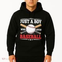 Just A Boy Who Loves Baseball Funny Baseball Player Hoodie thumb 2