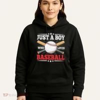 Just A Boy Who Loves Baseball Funny Baseball Player Hoodie thumb 5