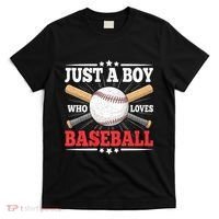 Just A Boy Who Loves Baseball Funny Baseball Player T-Shirt thumb 0